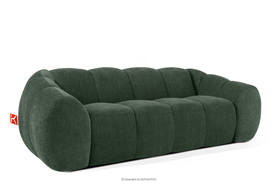 FLAVA Pikowana sofa trzyosobowa retro modern ciemny zielony ciemny zielony - zdjęcie 2