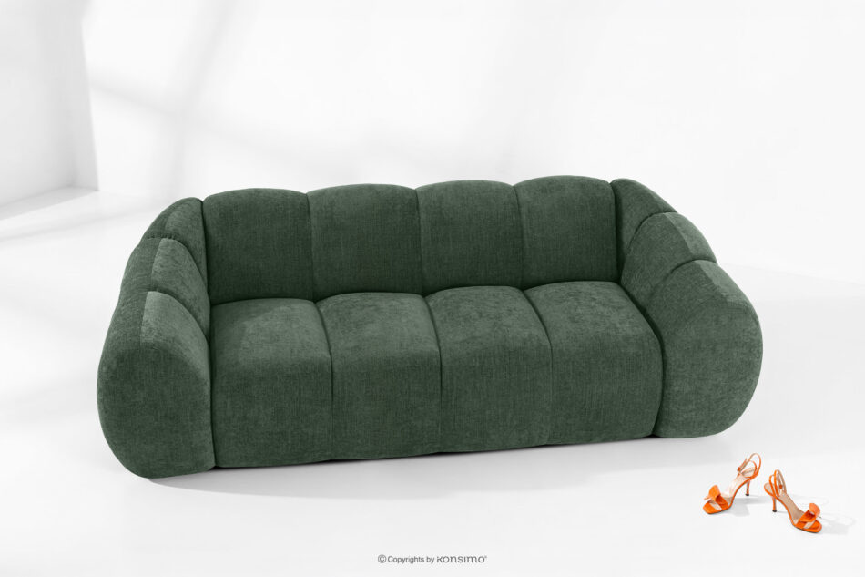 FLAVA Pikowana sofa trzyosobowa retro modern ciemny zielony ciemny zielony - zdjęcie 1