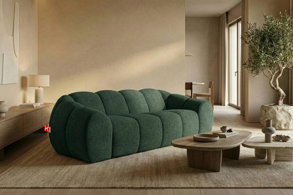FLAVA Pikowana sofa trzyosobowa retro modern ciemny zielony ciemny zielony - zdjęcie 8
