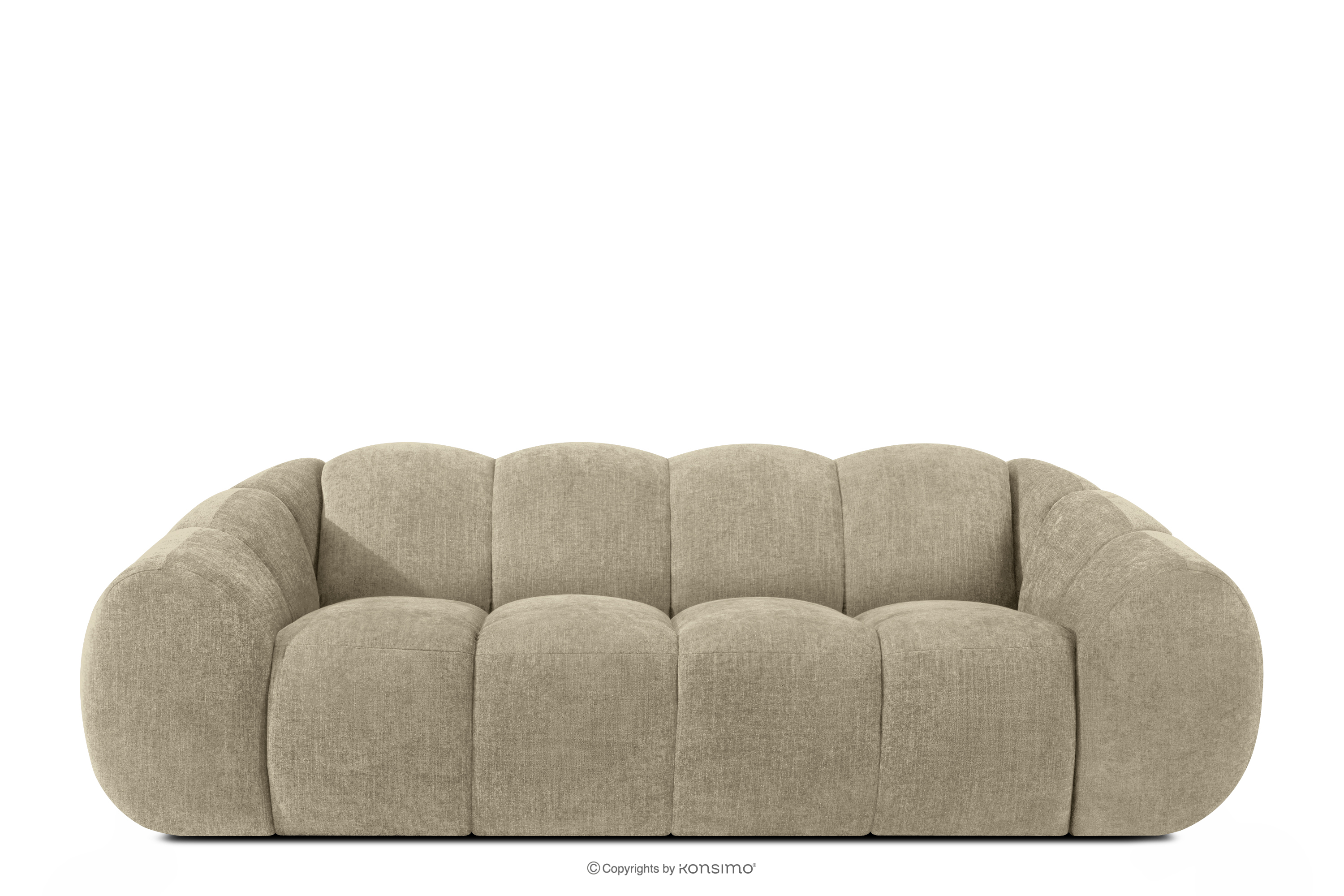Pikowana sofa trzyosobowa retro modern piaskowy