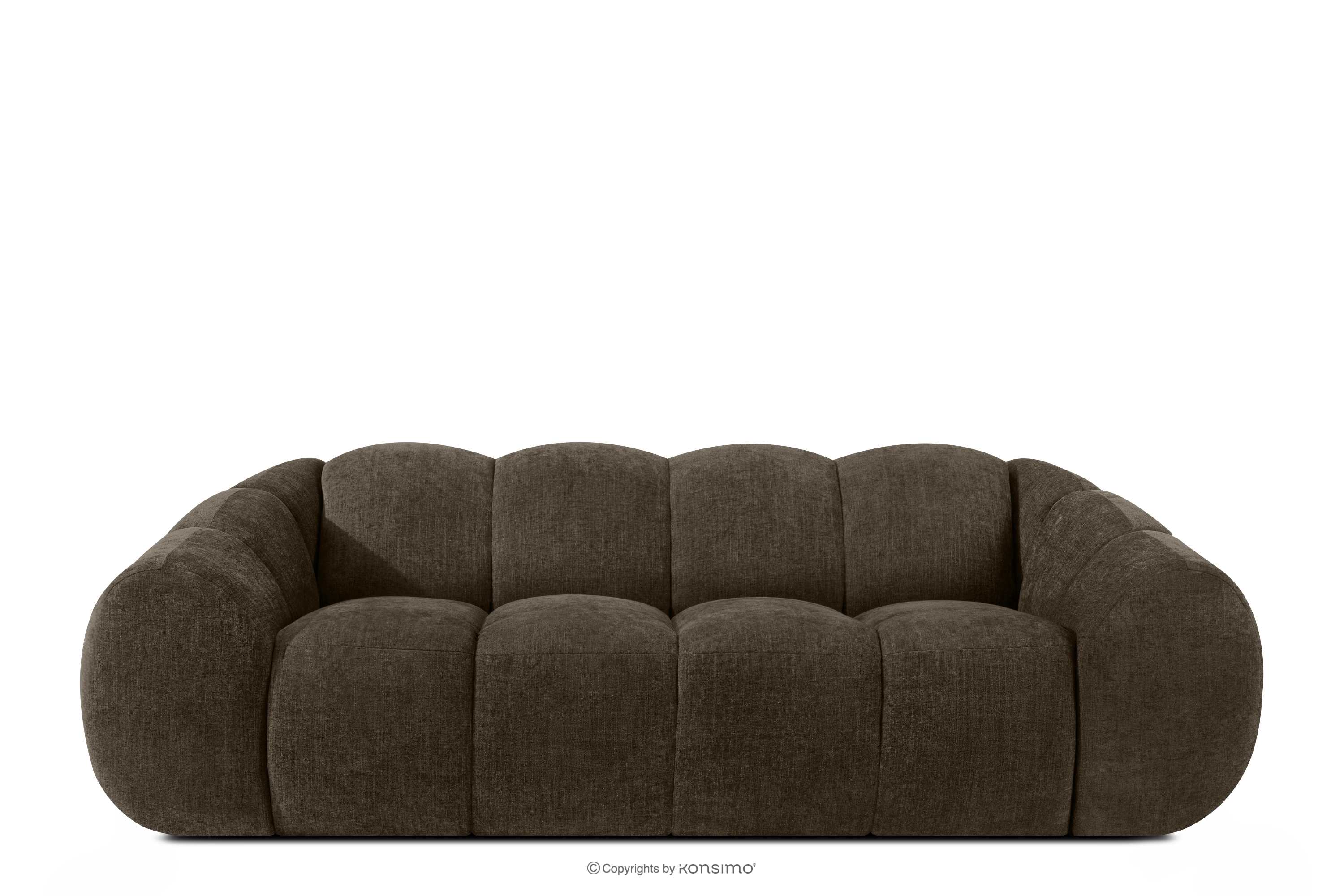 Pikowana sofa trzyosobowa retro modern brązowy