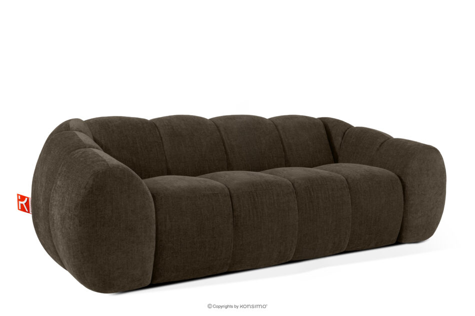 FLAVA Pikowana sofa trzyosobowa retro modern brązowy brązowy - zdjęcie 2