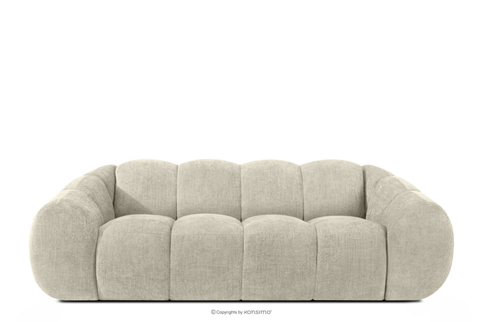 FLAVA Pikowana sofa trzyosobowa retro modern ecru ecru - zdjęcie 0