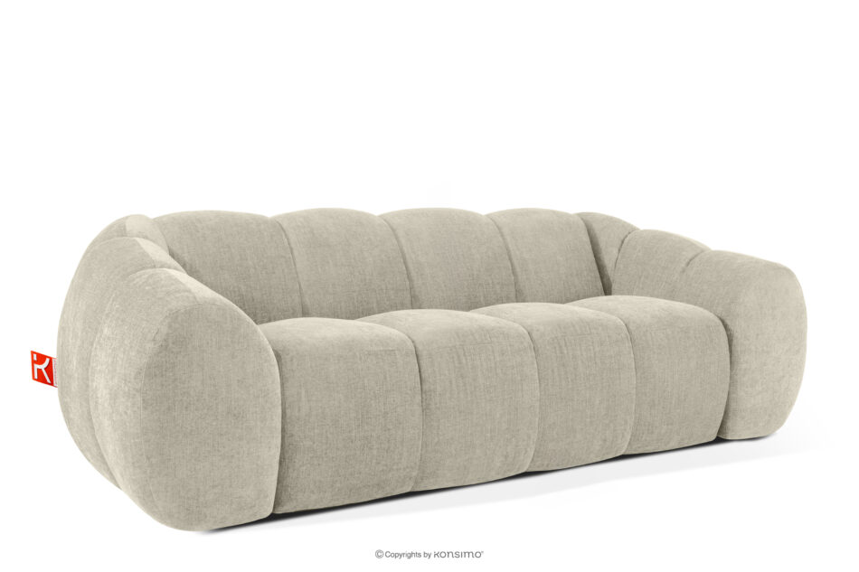 FLAVA Pikowana sofa trzyosobowa retro modern ecru ecru - zdjęcie 2