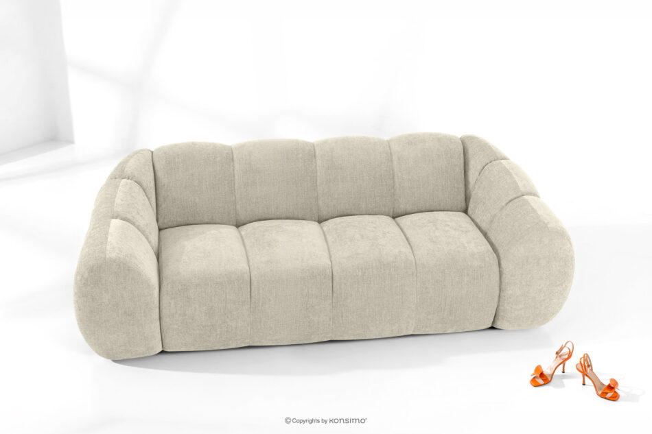 FLAVA Pikowana sofa trzyosobowa retro modern ecru ecru - zdjęcie 1