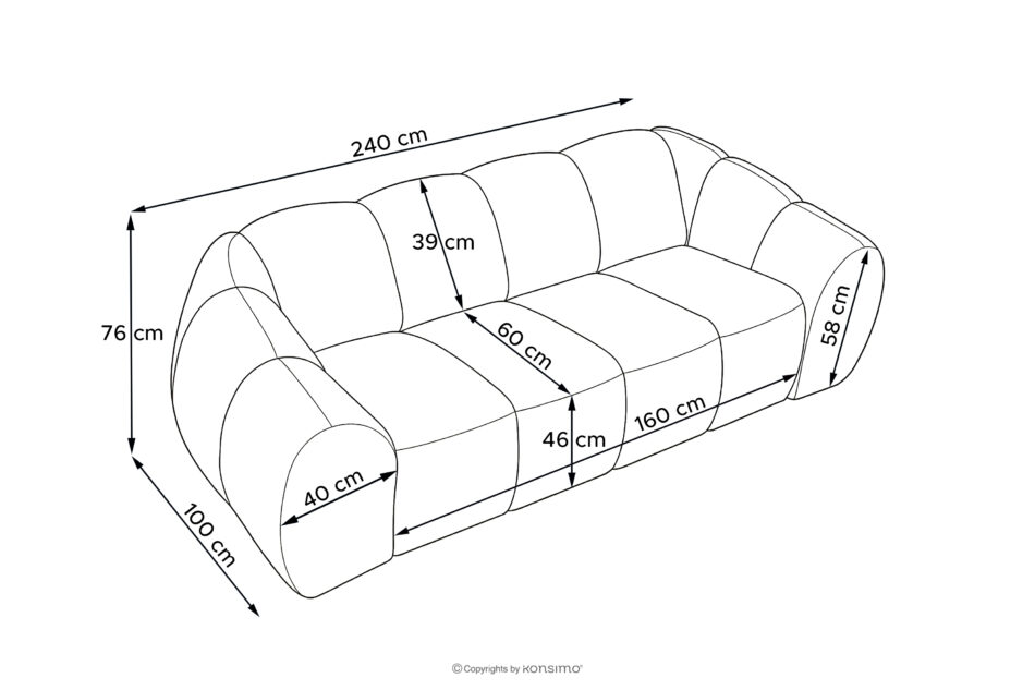 FLAVA Pikowana sofa trzyosobowa retro modern piaskowy piaskowy - zdjęcie 9
