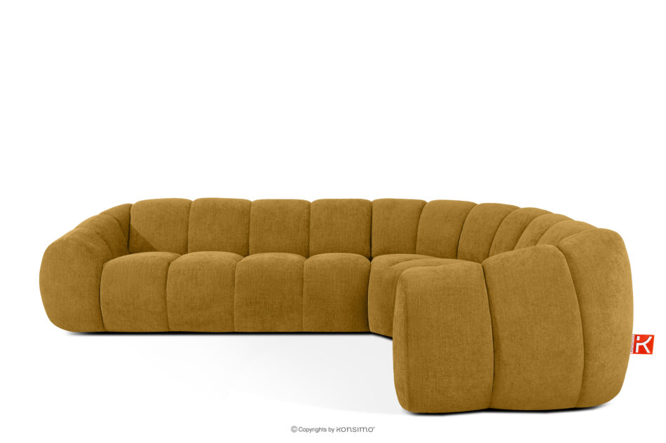 FLAVA Pikowany narożnik w stylu retro modern prawy miodowy miodowy - zdjęcie 0