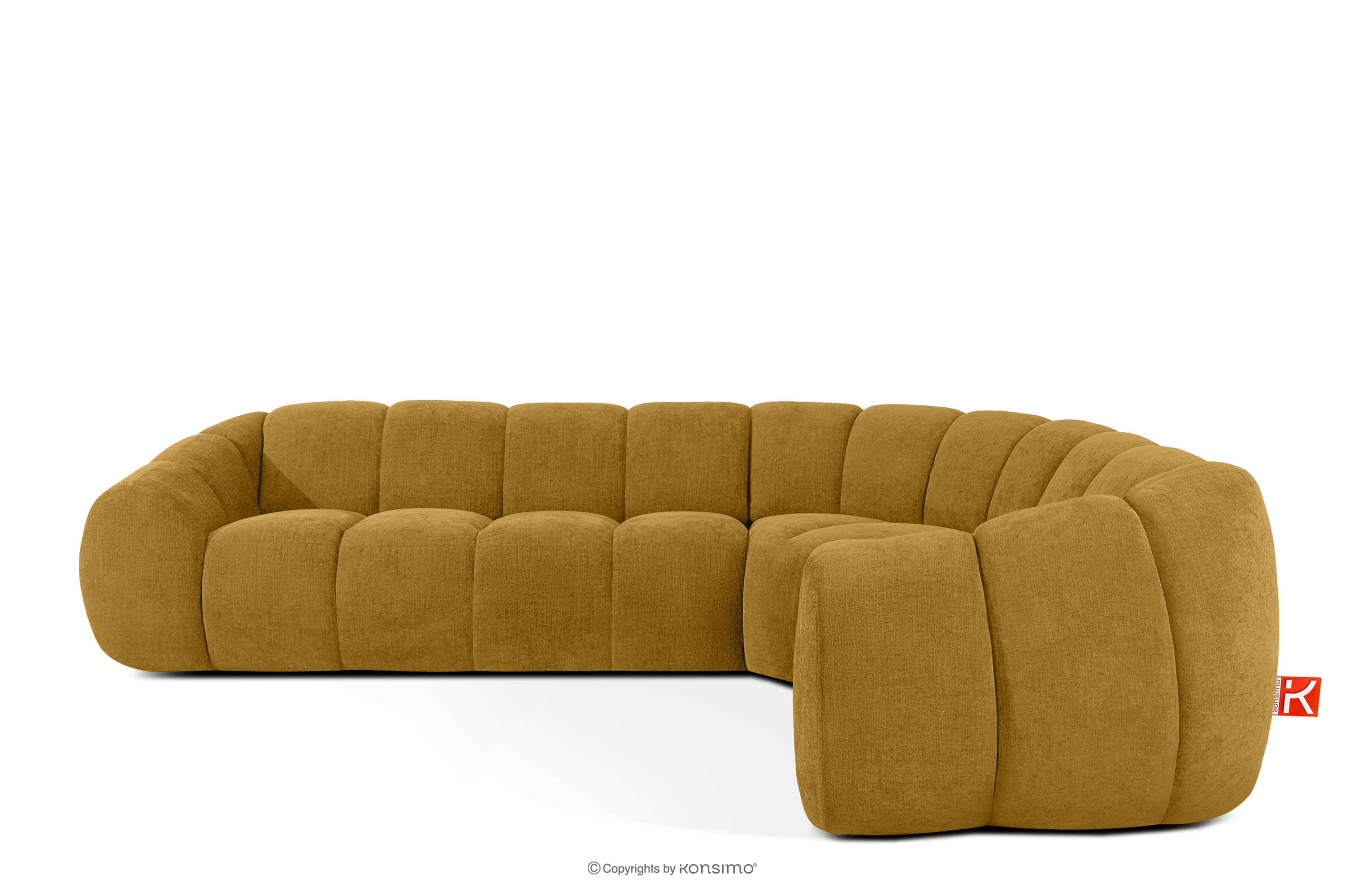 Pikowany narożnik w stylu retro modern prawy miodowy FLAVA