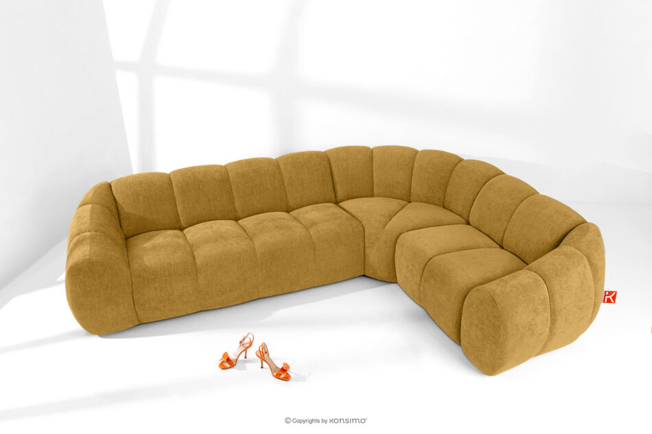 FLAVA Pikowany narożnik w stylu retro modern prawy miodowy miodowy - zdjęcie 1