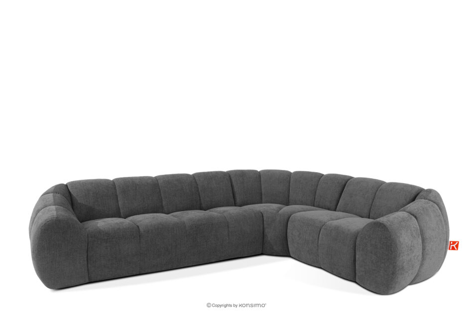 FLAVA Pikowany narożnik w stylu retro modern prawy popielaty popielaty - zdjęcie 2