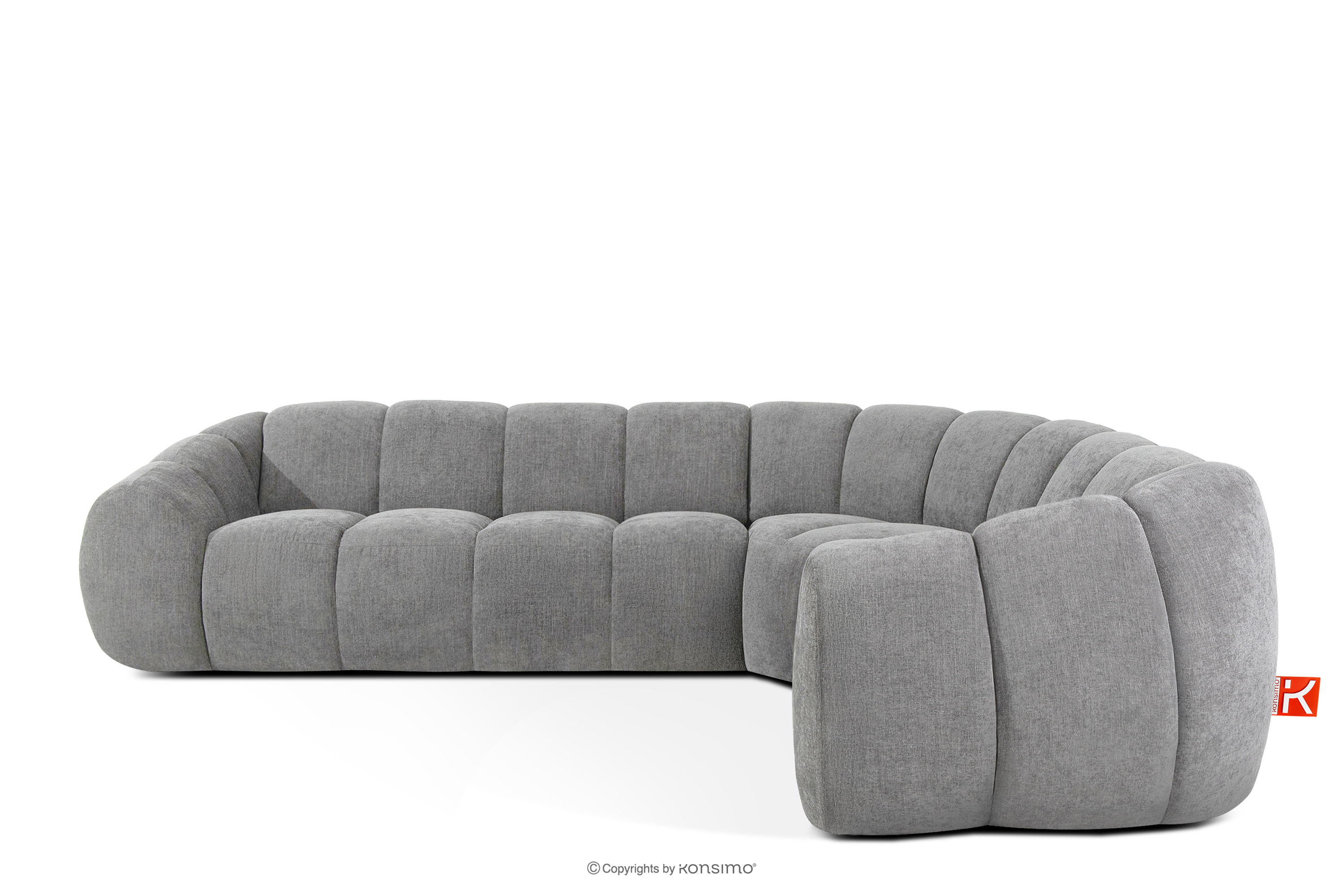 Pikowany narożnik w stylu retro modern prawy jasny popielaty FLAVA