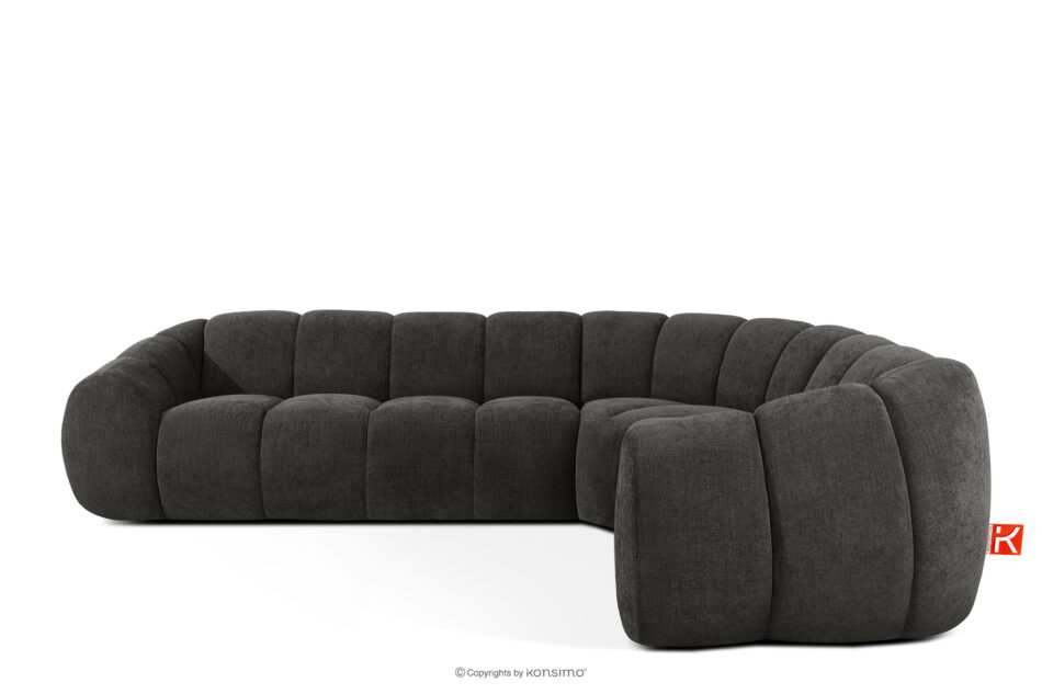 FLAVA Pikowany narożnik w stylu retro modern prawy grafitowy grafitowy - zdjęcie 0