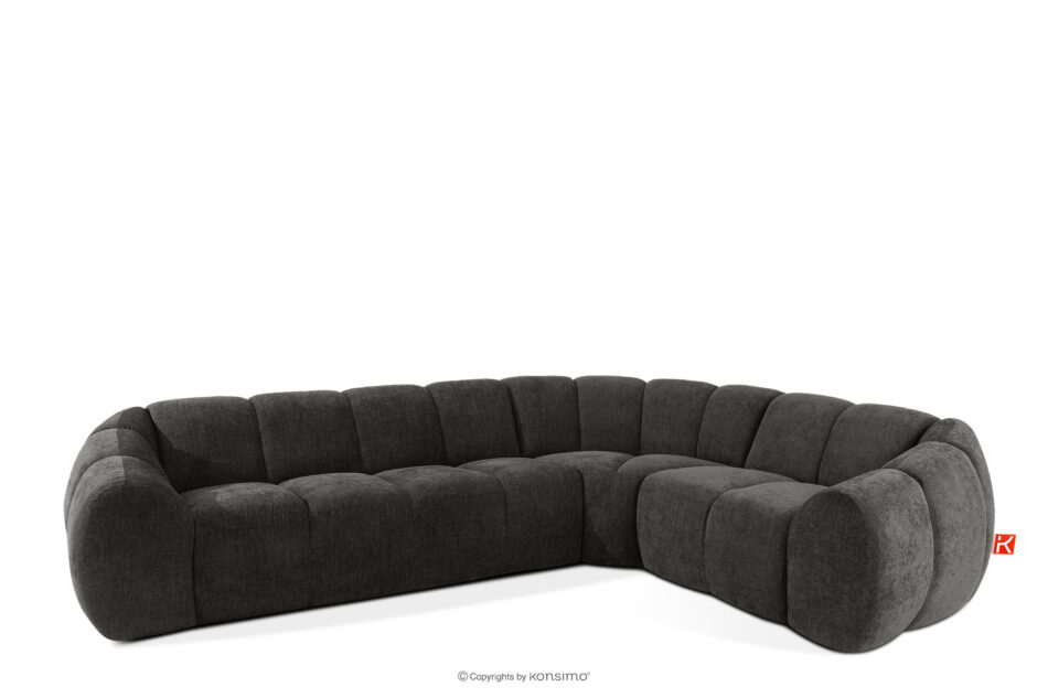 FLAVA Pikowany narożnik w stylu retro modern prawy grafitowy grafitowy - zdjęcie 2