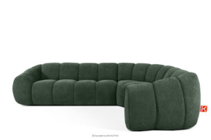 FLAVA, https://konsimo.pl/kolekcja/flava/ Pikowany narożnik w stylu retro modern prawy ciemny zielony ciemny zielony - zdjęcie