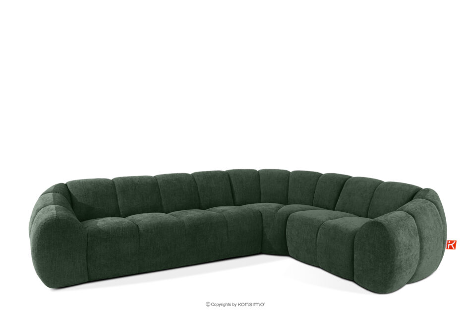 FLAVA Pikowany narożnik w stylu retro modern prawy ciemny zielony ciemny zielony - zdjęcie 2