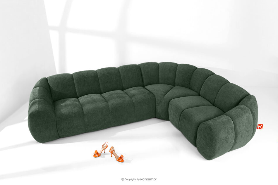 FLAVA Pikowany narożnik w stylu retro modern prawy ciemny zielony ciemny zielony - zdjęcie 1