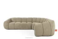 Pikowany narożnik w stylu retro modern prawy piaskowy