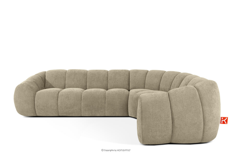 FLAVA Pikowany narożnik w stylu retro modern prawy piaskowy piaskowy - zdjęcie 0