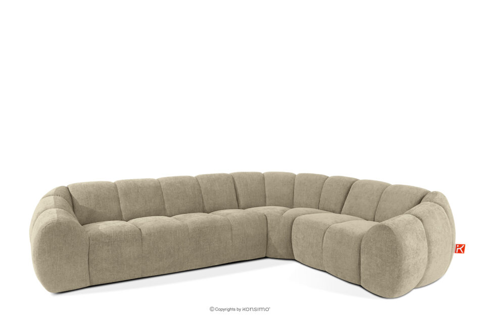 FLAVA Pikowany narożnik w stylu retro modern prawy piaskowy piaskowy - zdjęcie 2