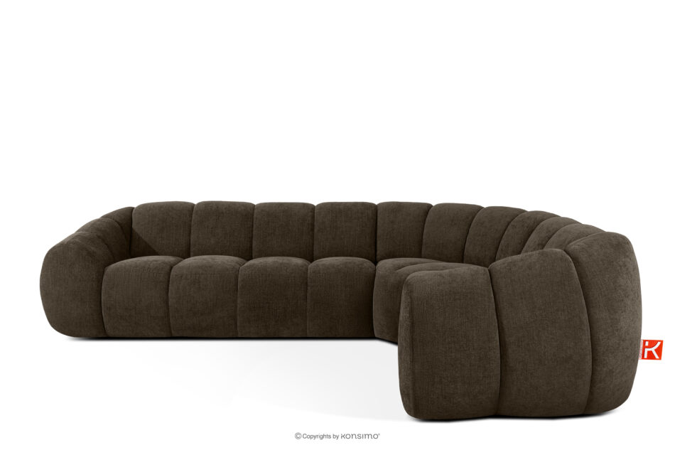 FLAVA Pikowany narożnik w stylu retro modern prawy brązowy brązowy - zdjęcie 0