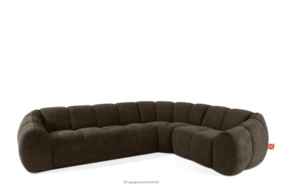 FLAVA Pikowany narożnik w stylu retro modern prawy brązowy brązowy - zdjęcie 2