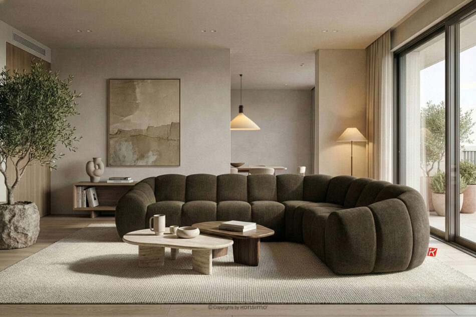 FLAVA Pikowany narożnik w stylu retro modern prawy brązowy brązowy - zdjęcie 9