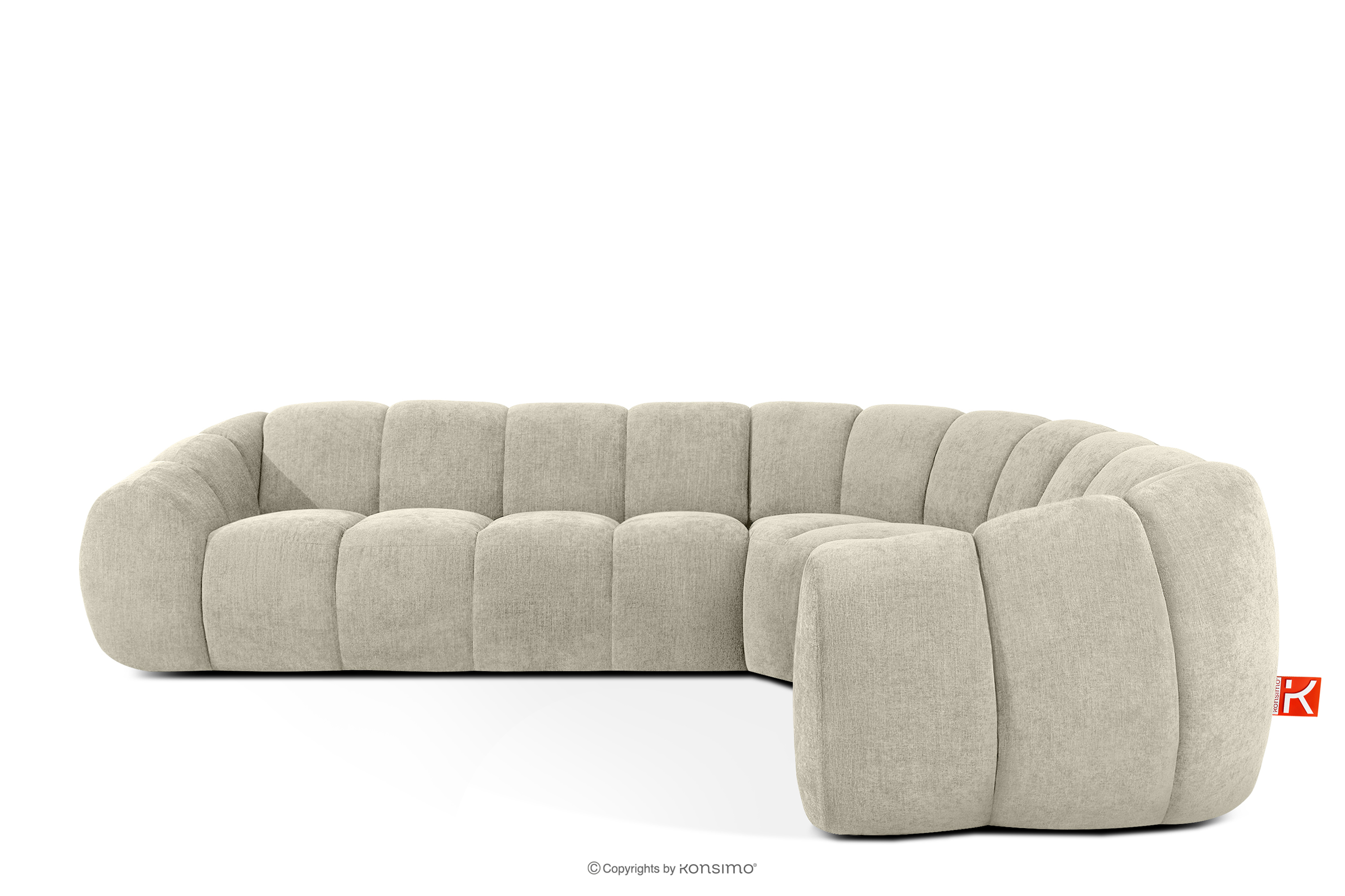 Pikowany narożnik w stylu retro modern prawy ecru FLAVA