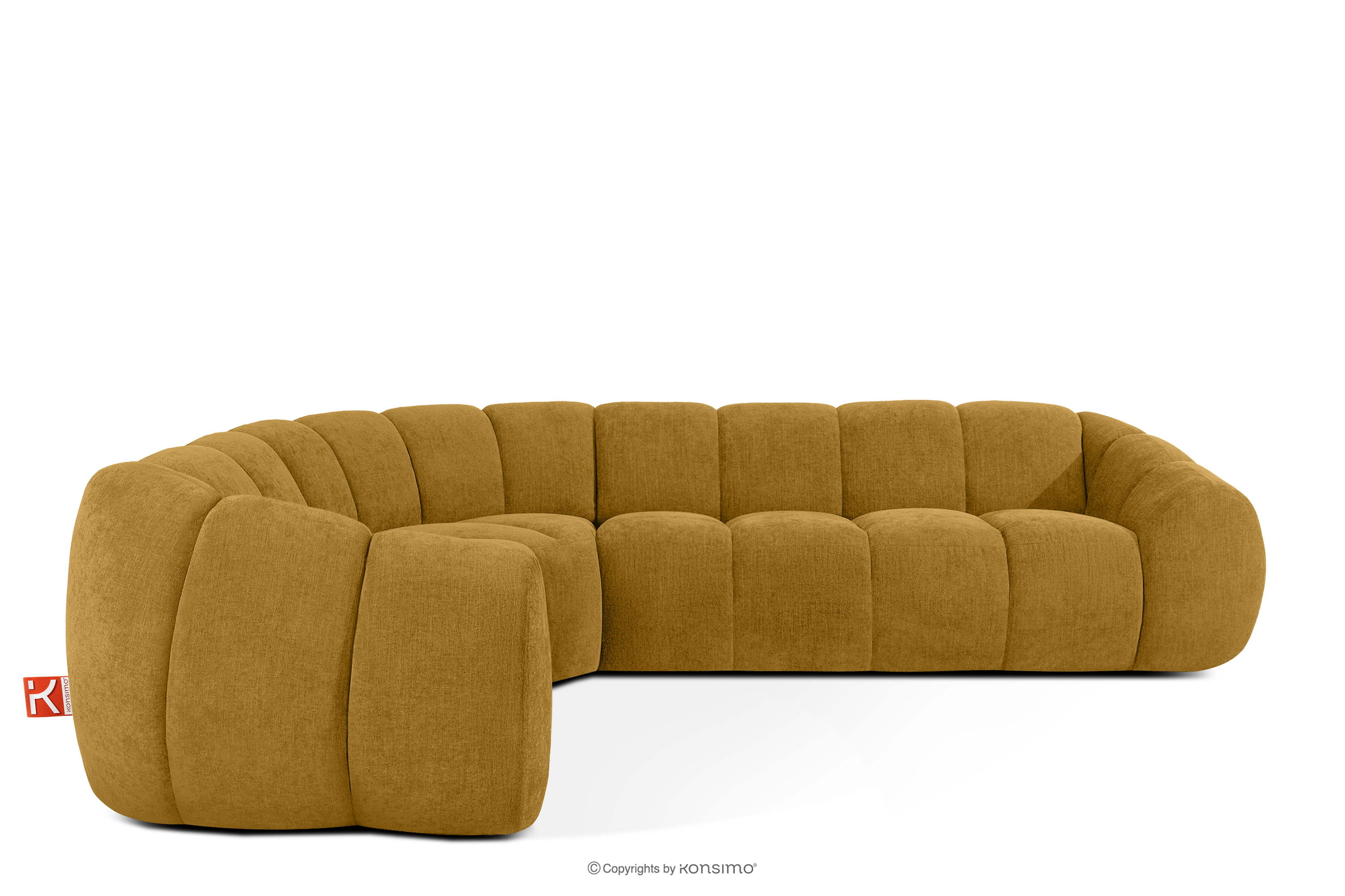 Pikowany narożnik w stylu retro modern lewy miodowy FLAVA