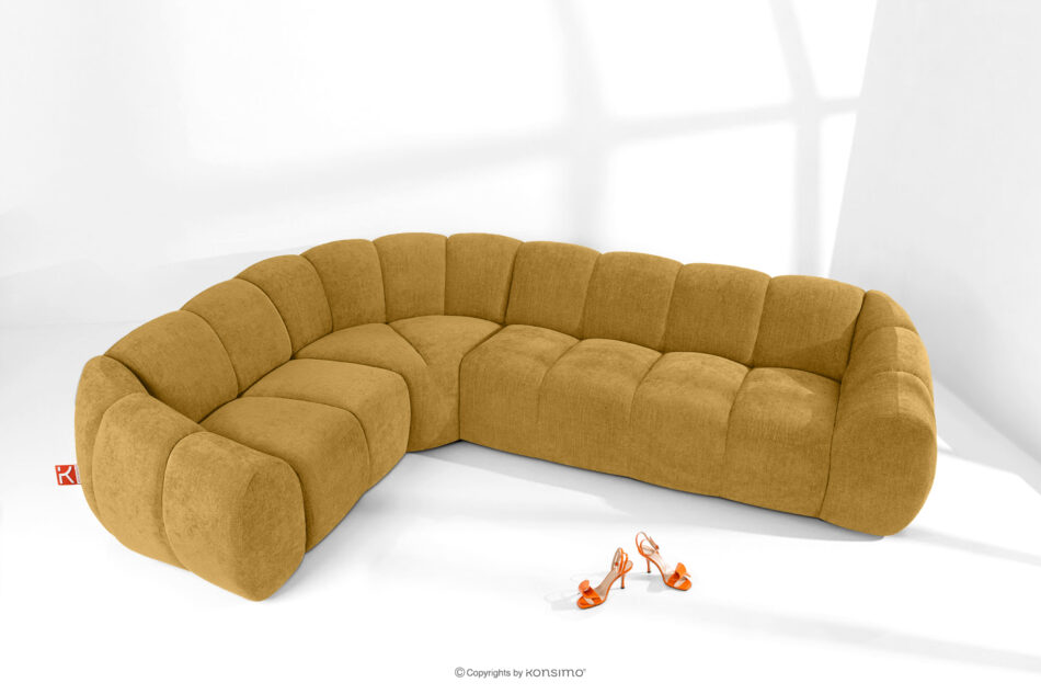 FLAVA Pikowany narożnik w stylu retro modern lewy miodowy miodowy - zdjęcie 1