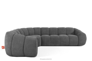 FLAVA, https://konsimo.pl/kolekcja/flava/ Pikowany narożnik w stylu retro modern lewy popielaty popielaty - zdjęcie