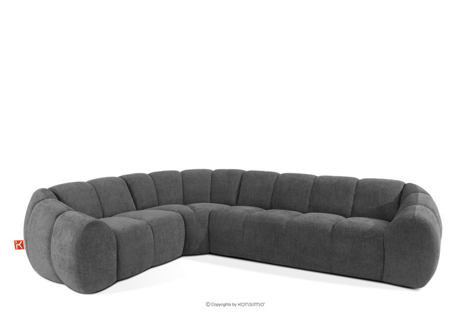 FLAVA Pikowany narożnik w stylu retro modern lewy popielaty popielaty - zdjęcie 2