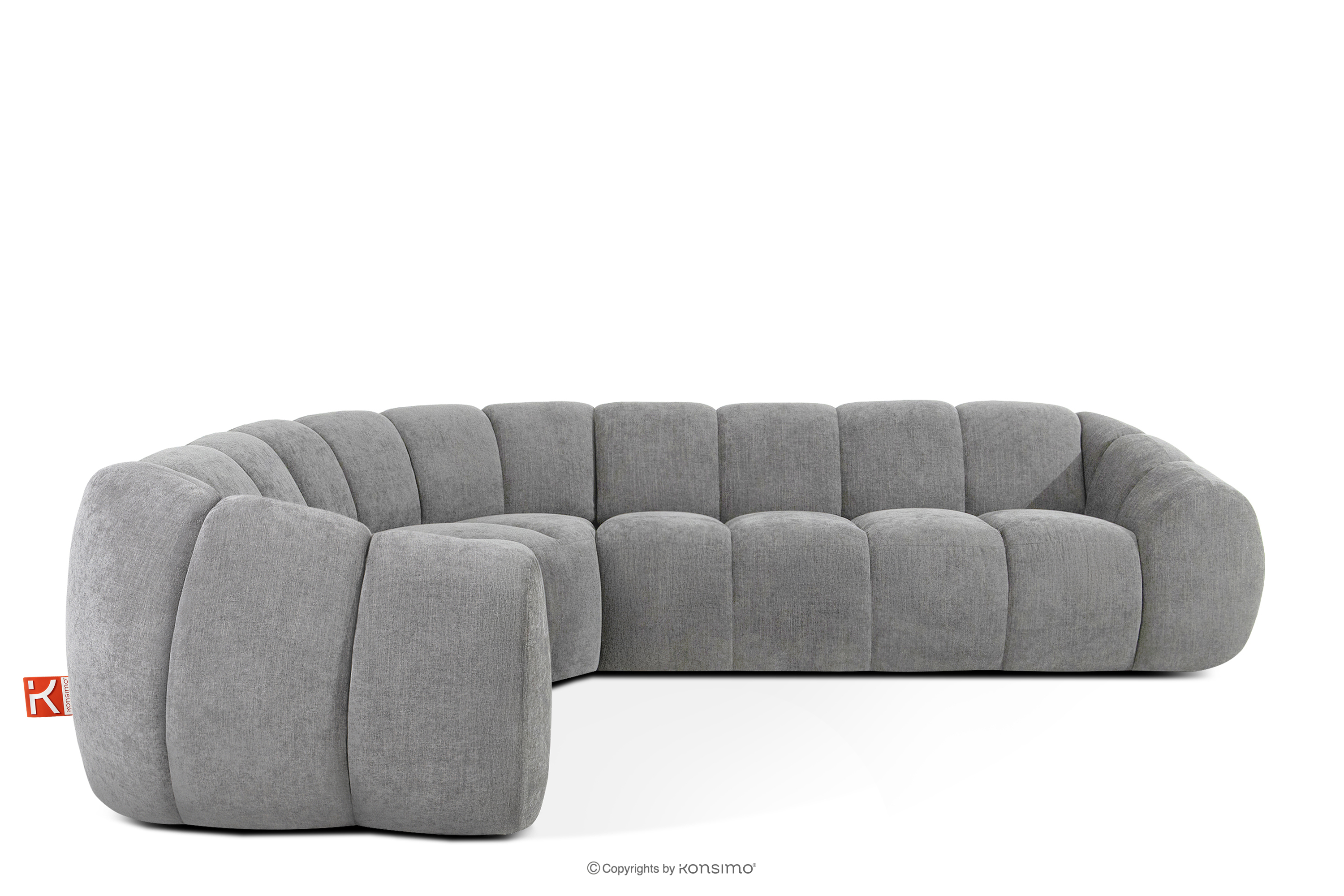 Pikowany narożnik w stylu retro modern lewy jasny popielaty FLAVA