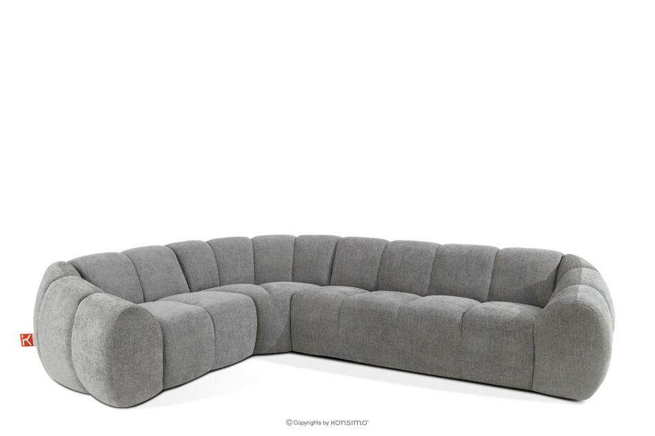 FLAVA Pikowany narożnik w stylu retro modern lewy jasny popielaty jasny popielaty - zdjęcie 2