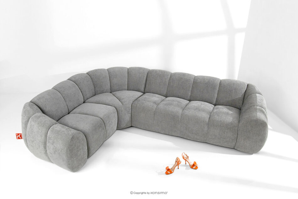 FLAVA Pikowany narożnik w stylu retro modern lewy jasny popielaty jasny popielaty - zdjęcie 1