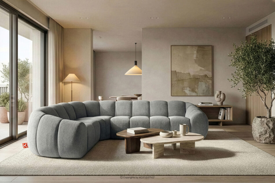 FLAVA Pikowany narożnik w stylu retro modern lewy jasny popielaty jasny popielaty - zdjęcie 9