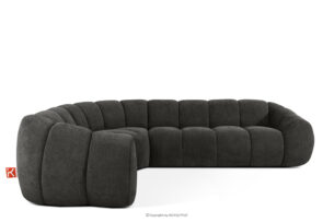 FLAVA, https://konsimo.pl/kolekcja/flava/ Pikowany narożnik w stylu retro modern lewy grafitowy grafitowy - zdjęcie