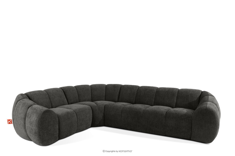 FLAVA Pikowany narożnik w stylu retro modern lewy grafitowy grafitowy - zdjęcie 2