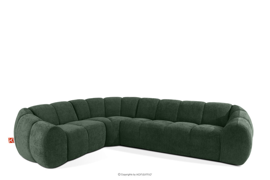 FLAVA Pikowany narożnik w stylu retro modern lewy ciemny zielony ciemny zielony - zdjęcie 2