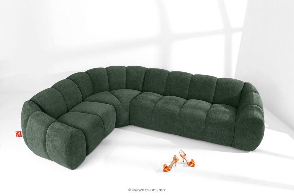 FLAVA Pikowany narożnik w stylu retro modern lewy ciemny zielony ciemny zielony - zdjęcie 1