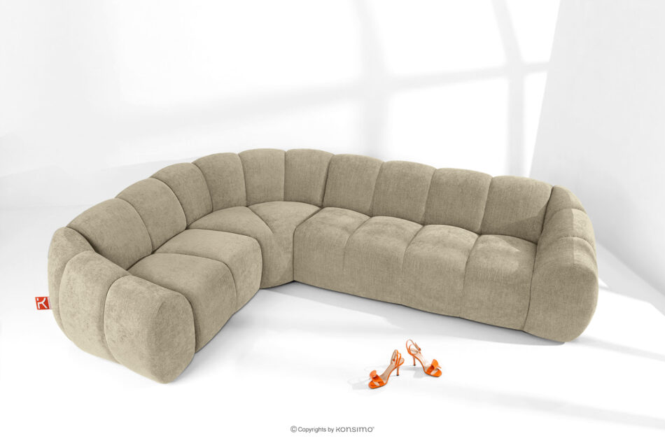 FLAVA Pikowany narożnik w stylu retro modern lewy piaskowy piaskowy - zdjęcie 1