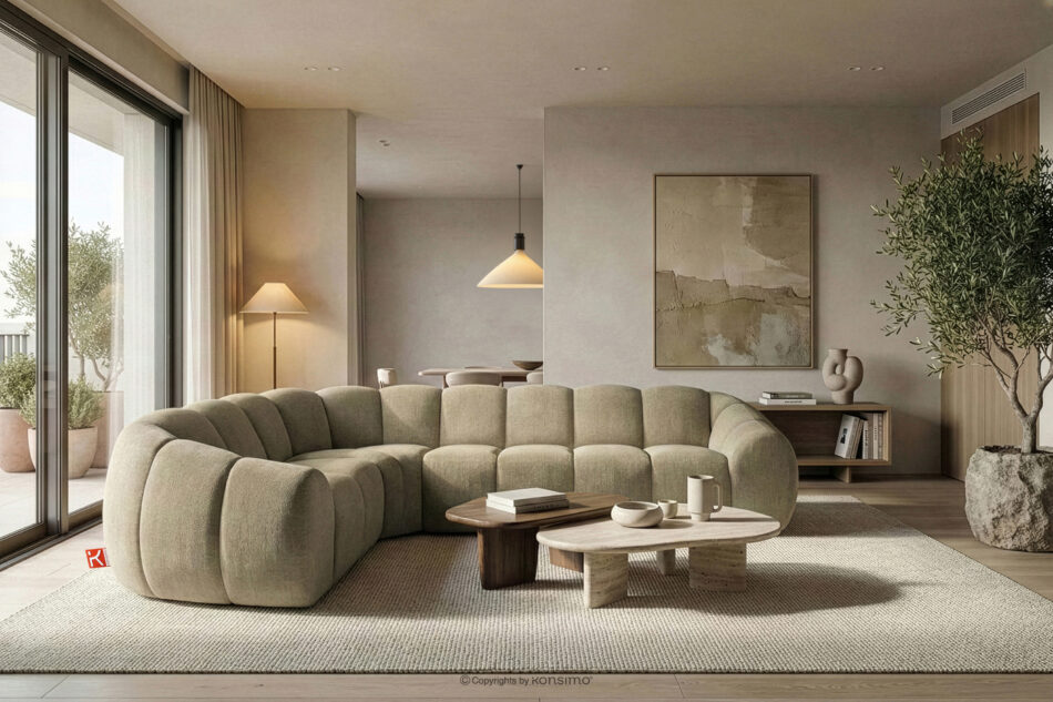 FLAVA Pikowany narożnik w stylu retro modern lewy piaskowy piaskowy - zdjęcie 9