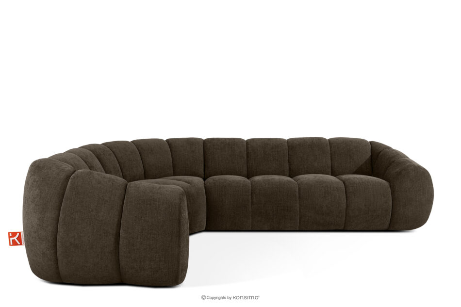 FLAVA Pikowany narożnik w stylu retro modern lewy brązowy brązowy - zdjęcie 0