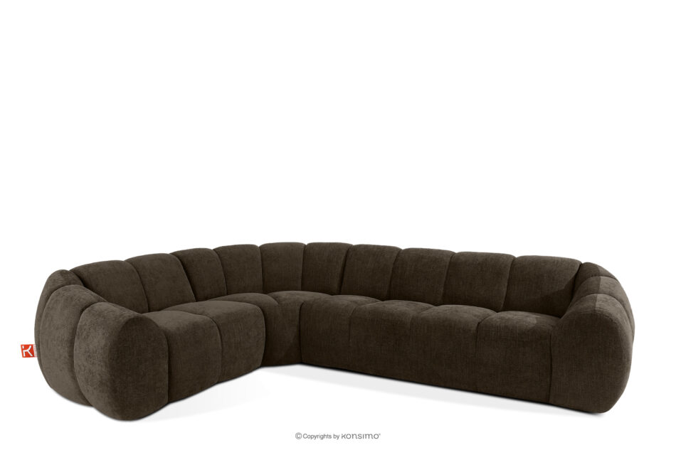 FLAVA Pikowany narożnik w stylu retro modern lewy brązowy brązowy - zdjęcie 2