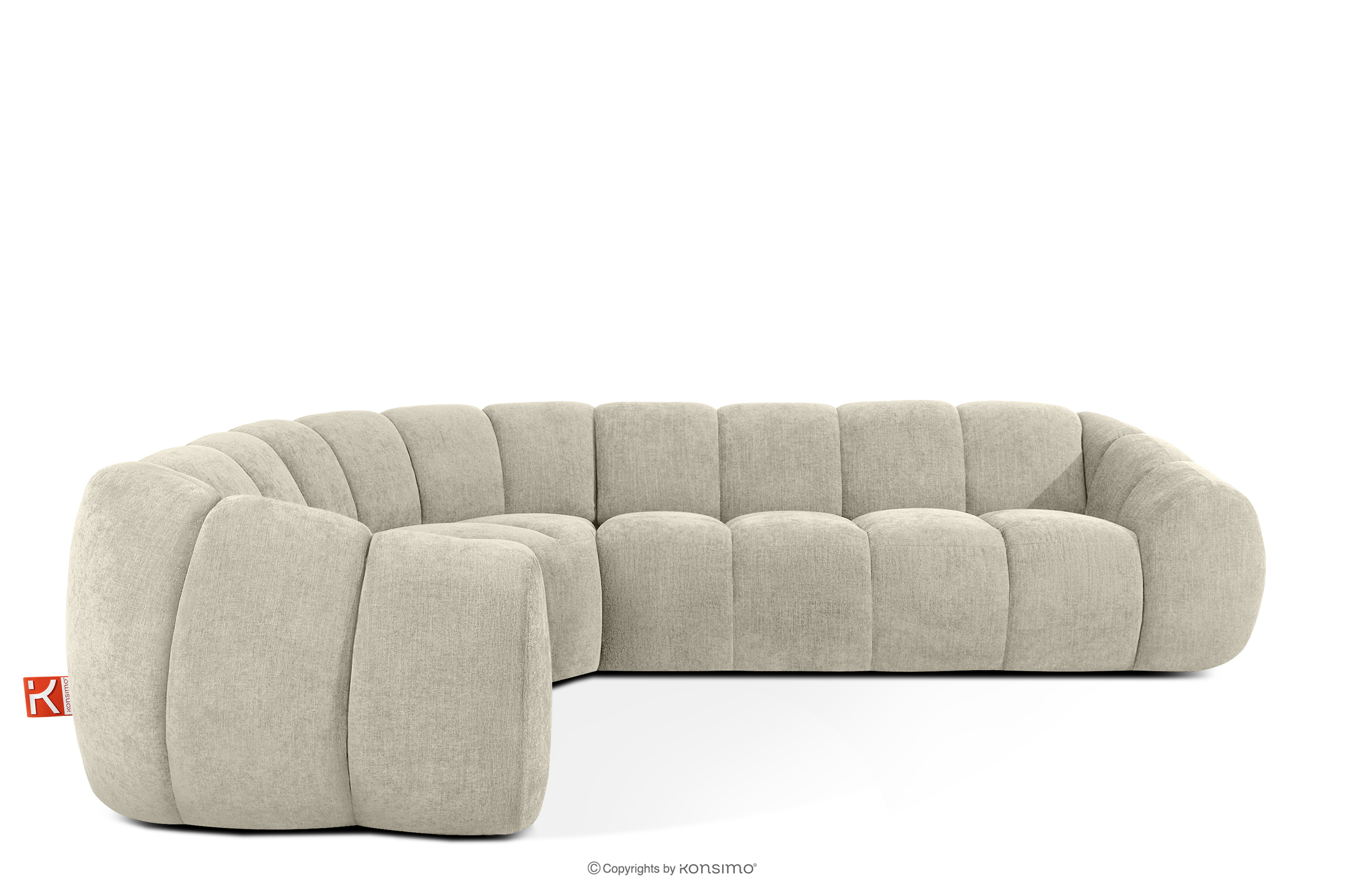 Pikowany narożnik w stylu retro modern lewy ecru FLAVA