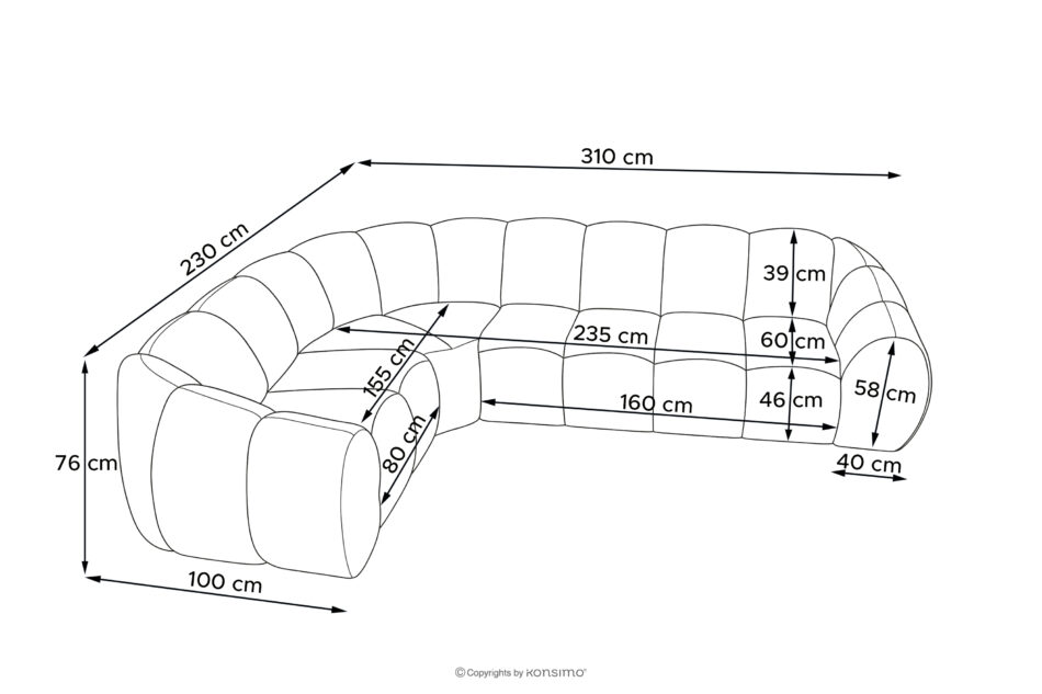 FLAVA Pikowany narożnik w stylu retro modern lewy ecru ecru - zdjęcie 10
