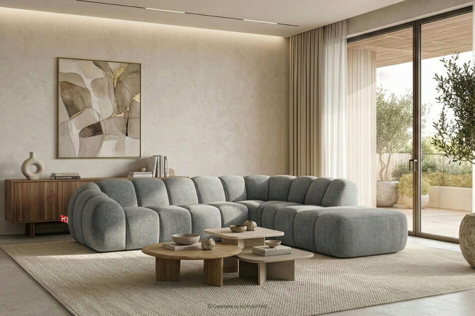 FLAVA Narożnik curve w stylu retro modern modułowy prawy jasny popielaty jasny popielaty - zdjęcie 10