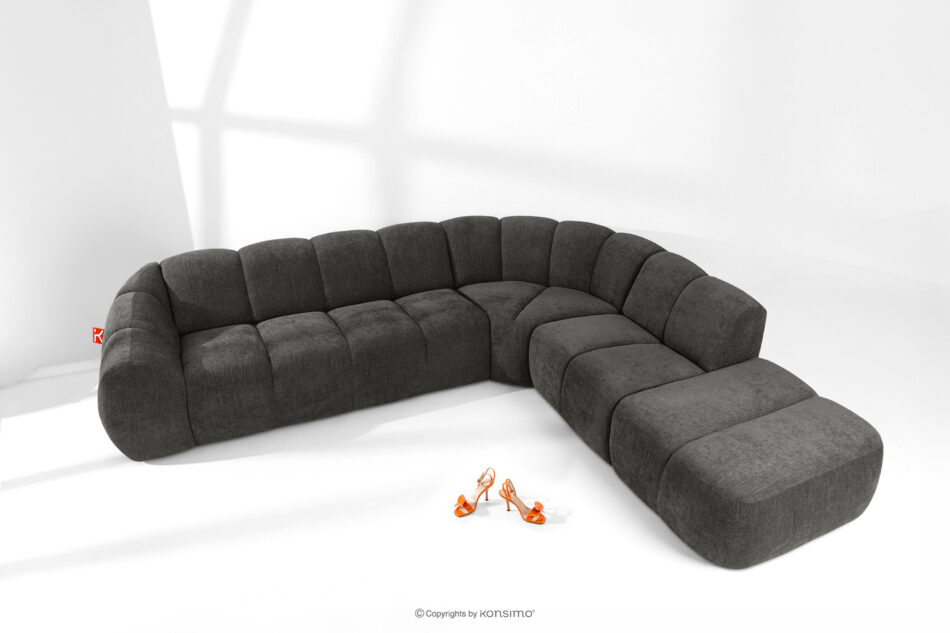 FLAVA Narożnik curve w stylu retro modern modułowy prawy grafitowy grafitowy - zdjęcie 1