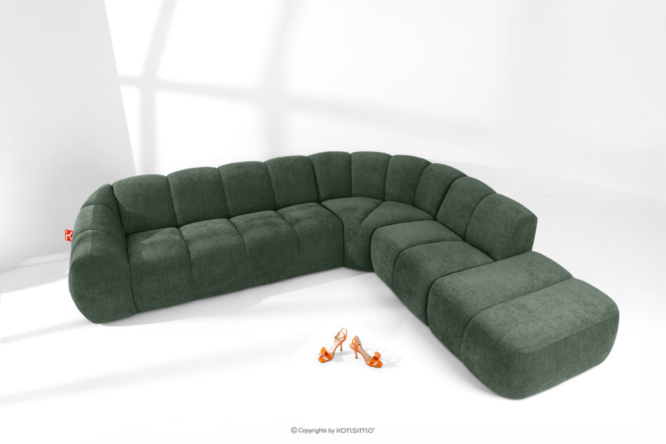 FLAVA Narożnik curve w stylu retro modern modułowy prawy ciemny zielony ciemny zielony - zdjęcie 1