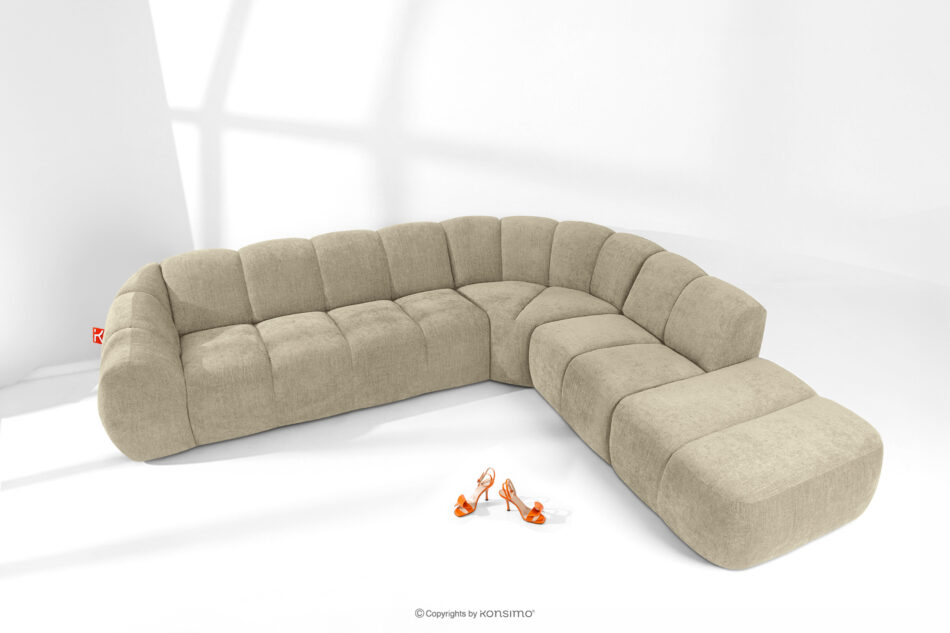 FLAVA Narożnik curve w stylu retro modern modułowy prawy piaskowy piaskowy - zdjęcie 1