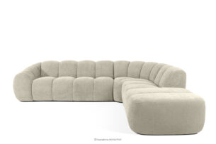 FLAVA, https://konsimo.pl/kolekcja/flava/ Narożnik curve w stylu retro modern modułowy prawy ecru ecru - zdjęcie